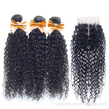 Wholesales Hot Selling  Remy 100% Human Hair Closure Brazilian Virgin Hair Curly Wave 4*4 Closure